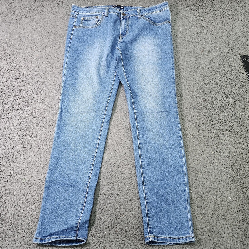 April Girl Jeans Juniors 13 Blue Light Wash Mid Rise Skinny Stretch Denim